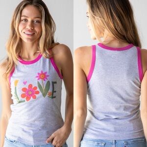 Natural Life Floral LOVE Ringer Tank Top XS